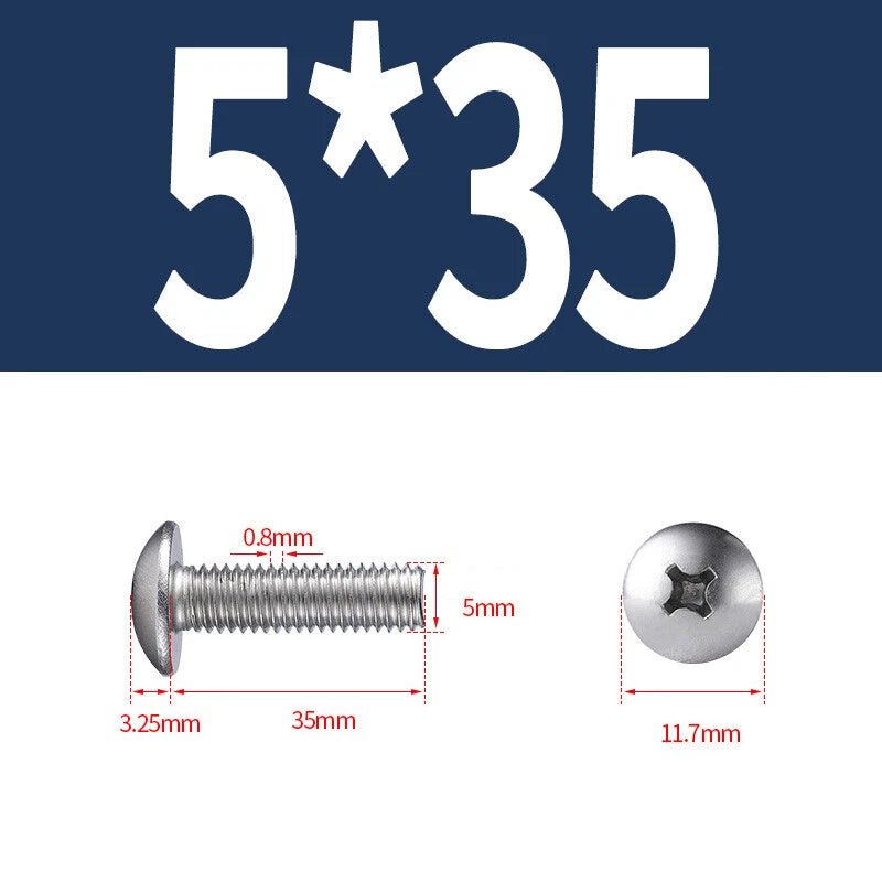 Phillips Button Head Machine Screws — Steel M2 M2.5 M3 M4 M5 M6 - HomeDIYer