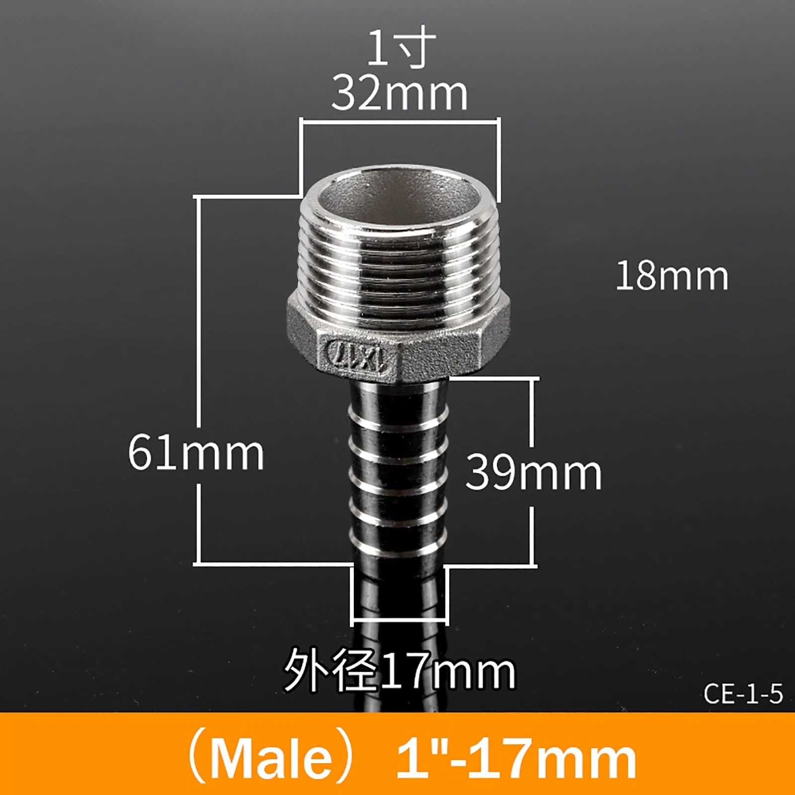 BSP Male Taper Thread x Hose Tail Adapter Fittings — Stainless Steel 304