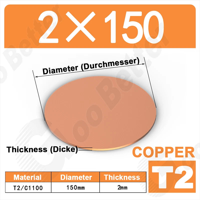 Solid Pure Copper Discs Blank Metal Round Sheet Plate Thick 0.5-3mm Dia 20-100mm