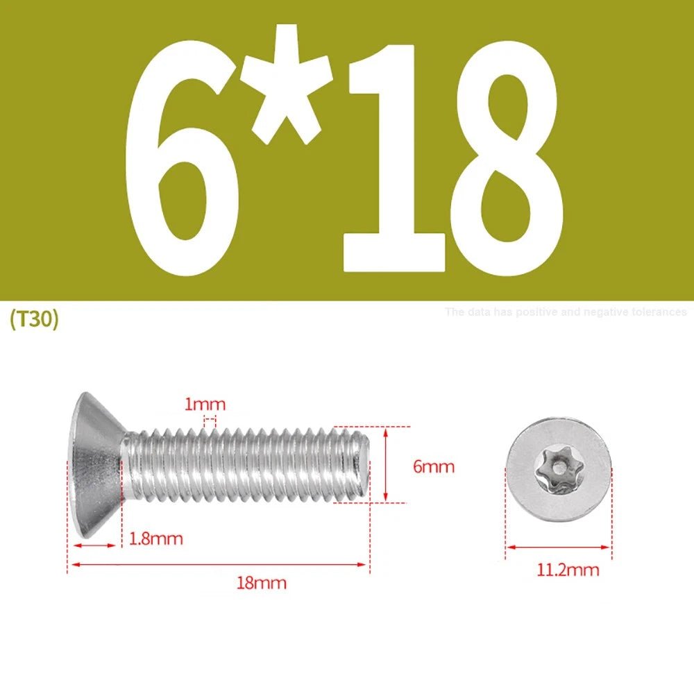M3–M8 Pin Torx Countersunk Flat Head Machine Screws | A2 Stainless Steel - HomeDIYer