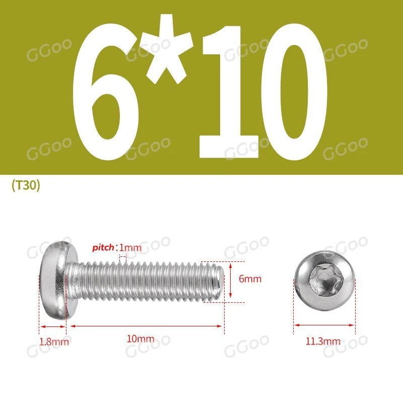 A2 Stainless Steel Torx Pan Head Machine Screws — M2 to M8, Six-Lobe Drive