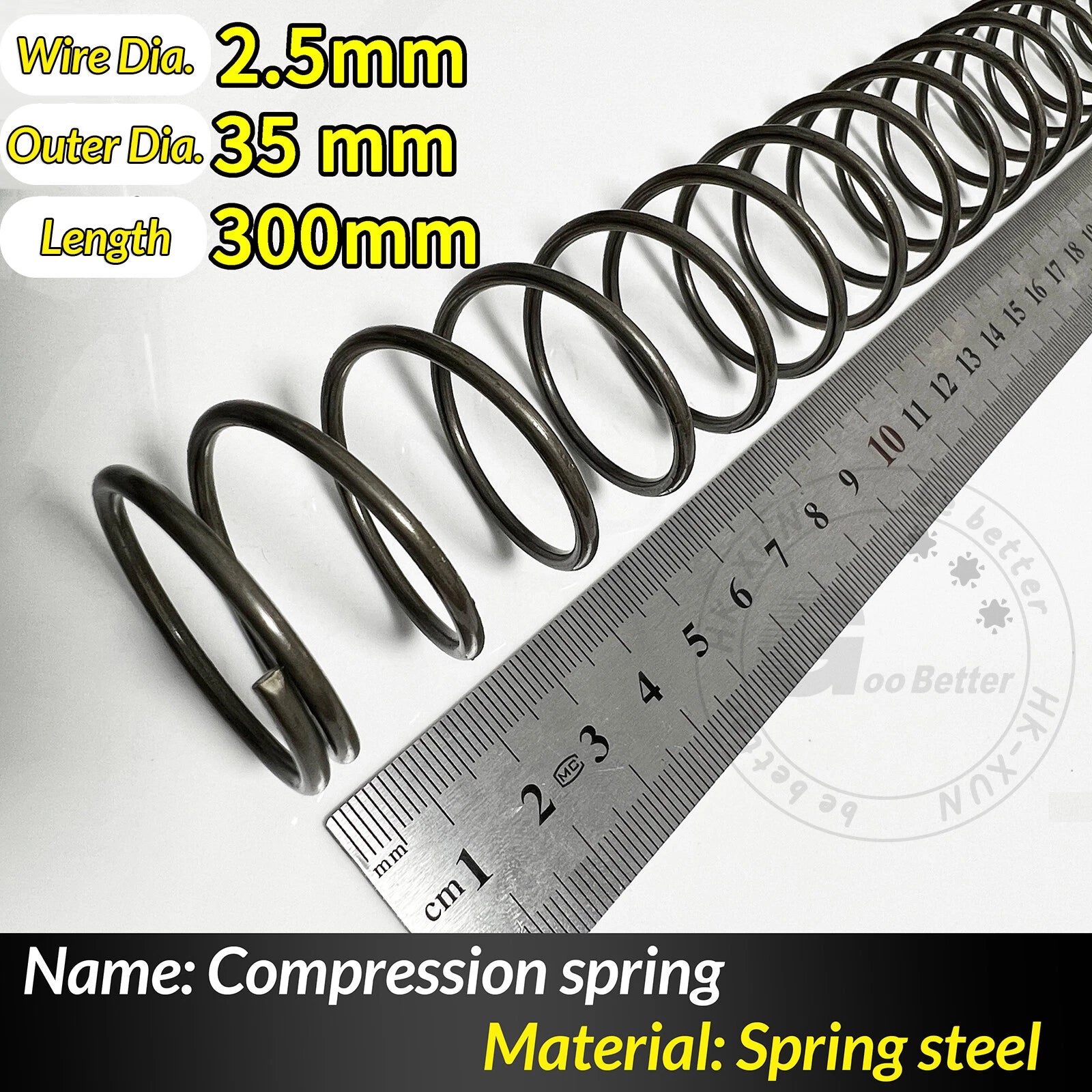 Compression Spring Pressure Springs, Wire Dia 2-3.5mm, OD 10-60mm, Length 300mm