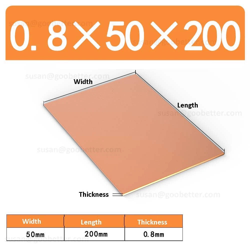 Natural Copper Sheet Metal guillotine cut - 0.3mm to 6.0mm - Multiple Sizes