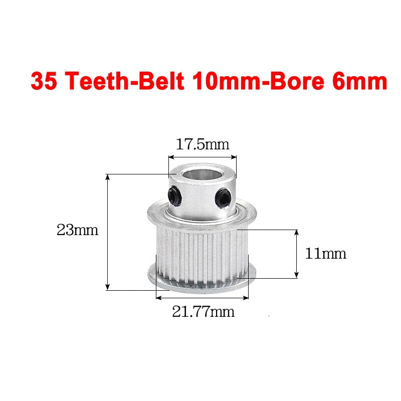 2GT Drive Pulley With Step 16 Tooth - 100 Tooth Bore 4mm - 25mm for 10mm Belt