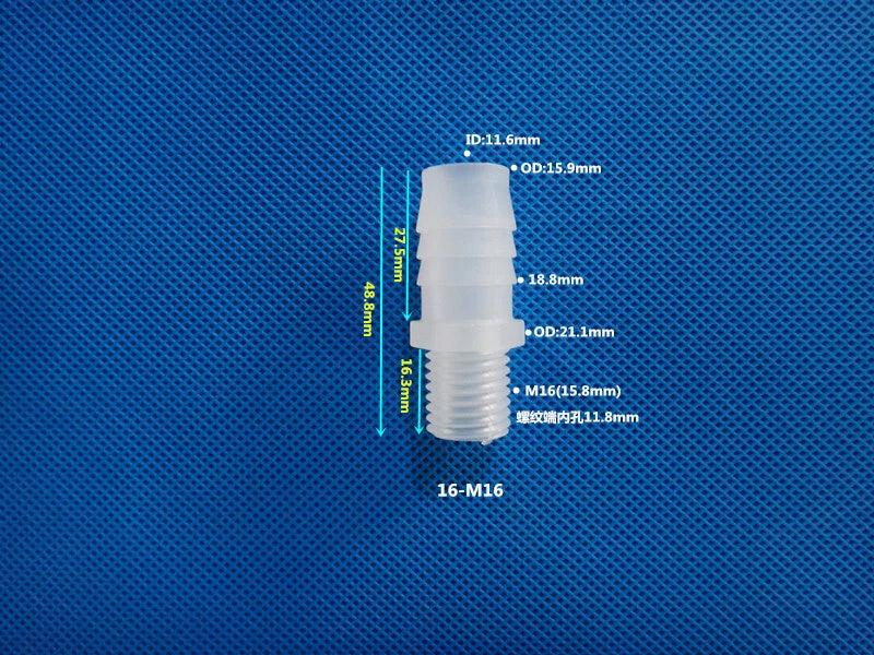 Aquarium Accessories Plastic Hose Barb Fitting Metric Thread Male Connector