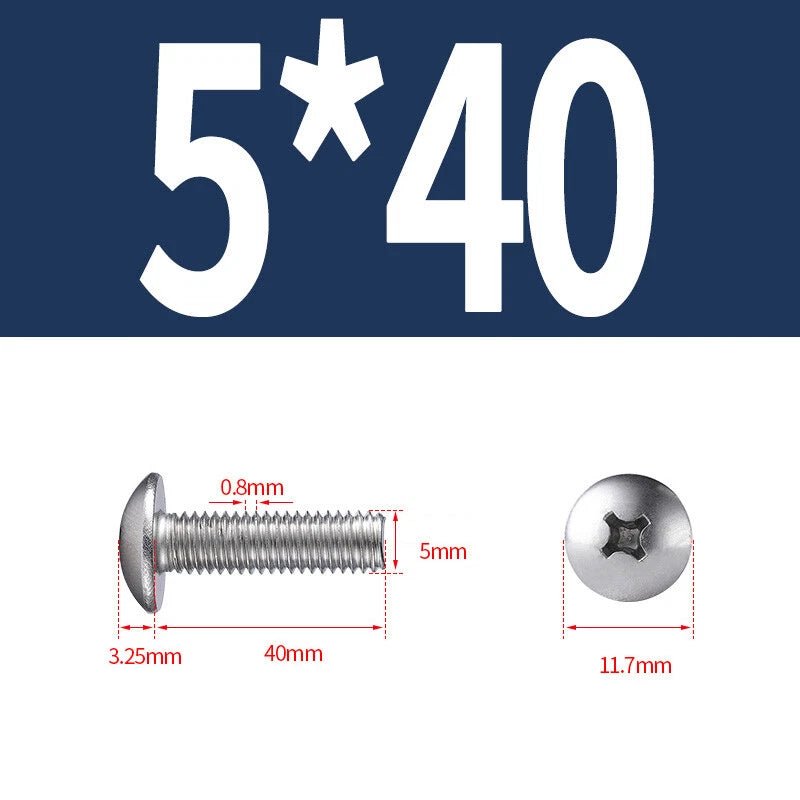 Phillips Button Head Machine Screws — Steel M2 M2.5 M3 M4 M5 M6 - HomeDIYer