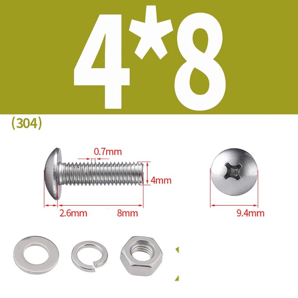 M2–M4 Phillips Truss Head Machine Screws with Hex Nuts & Washers – A2 Stainless Steel - HomeDIYer