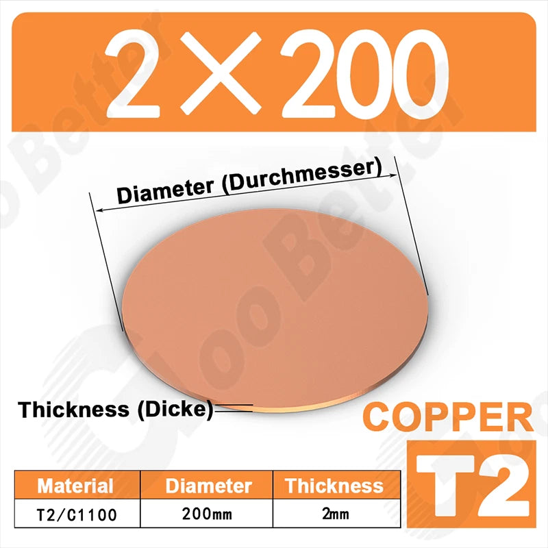 Solid Pure Copper Discs Blank Metal Round Sheet Plate Thick 0.5-3mm Dia 20-100mm