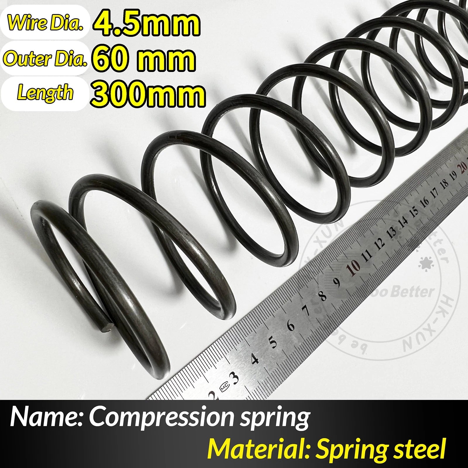 Compression Spring Pressure Springs, Wire Dia 4-5mm, OD 20-80mm, Length 300mm