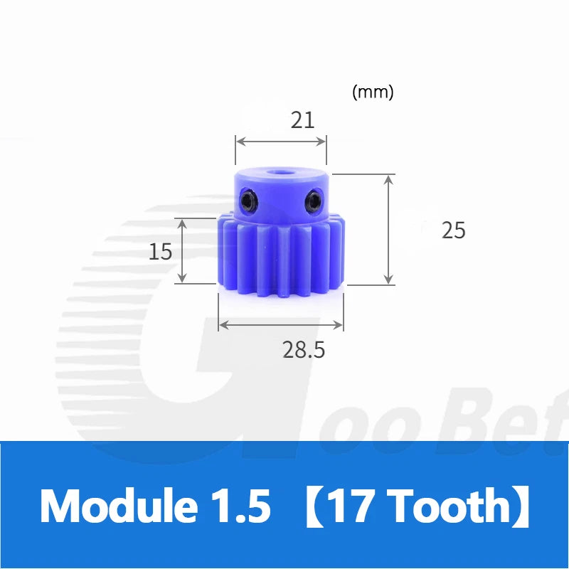 Mod 1/1.5/2 Precision Spur Gear Pinion 15-120 Tooth with Step Bore 4-16mm Nylon