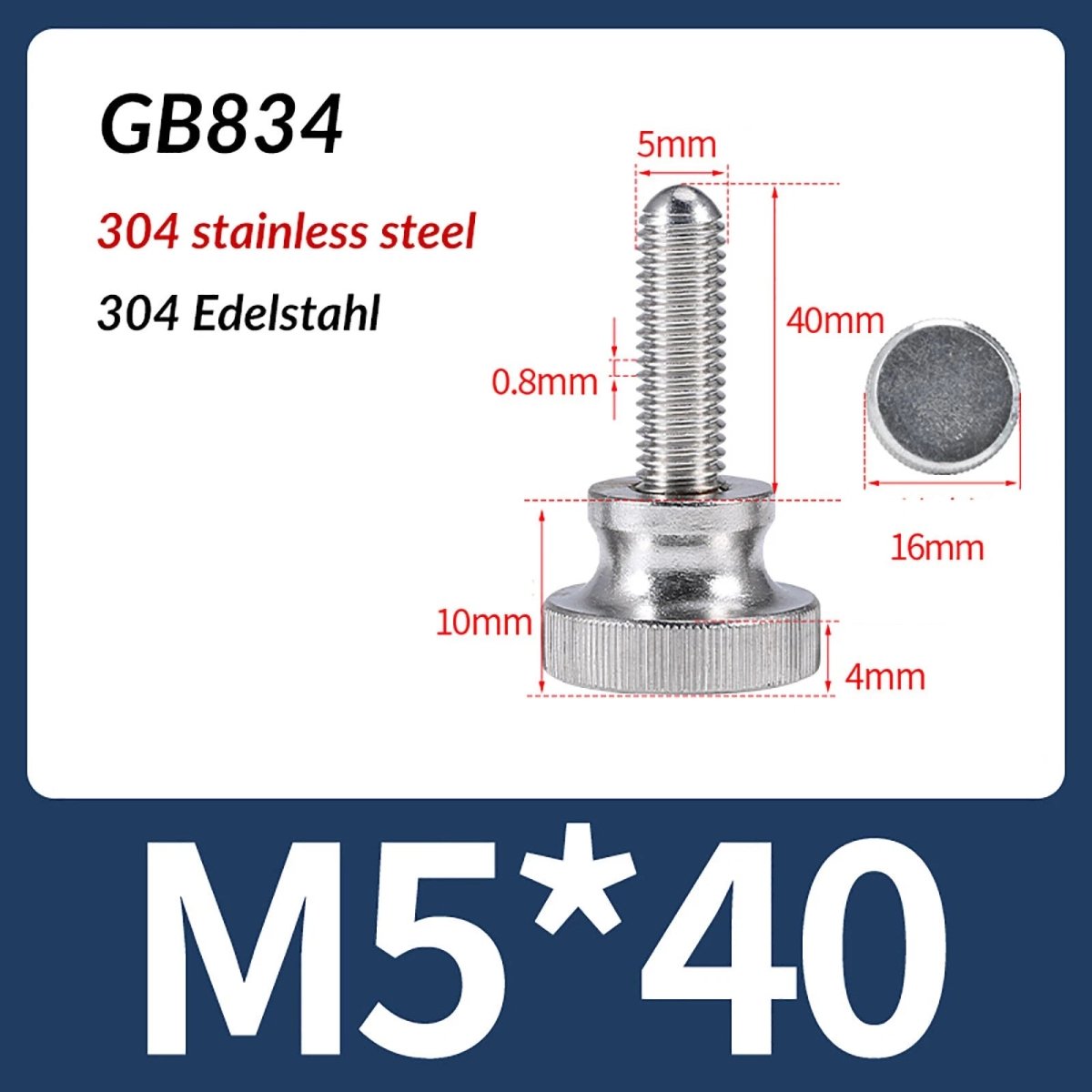 A2 Stainless Steel Knurled Thumb Screws – M2 to M10, Hand Turn Knob Bolts, 4 - 60mm Lengths - HomeDIYer