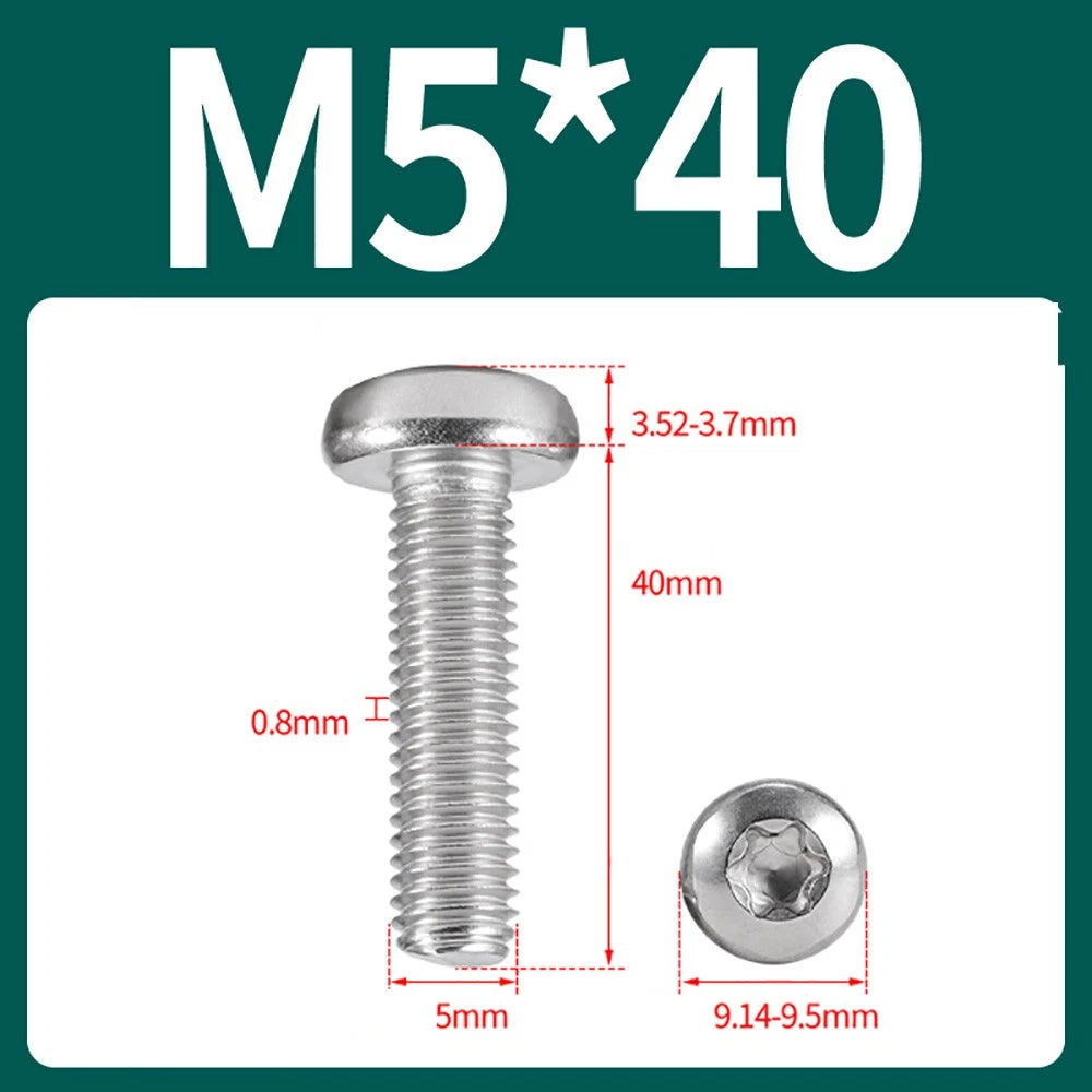 M2–M10 A2 Stainless Steel Torx Button Head Machine Screws, With or Without Column, Pack of 5