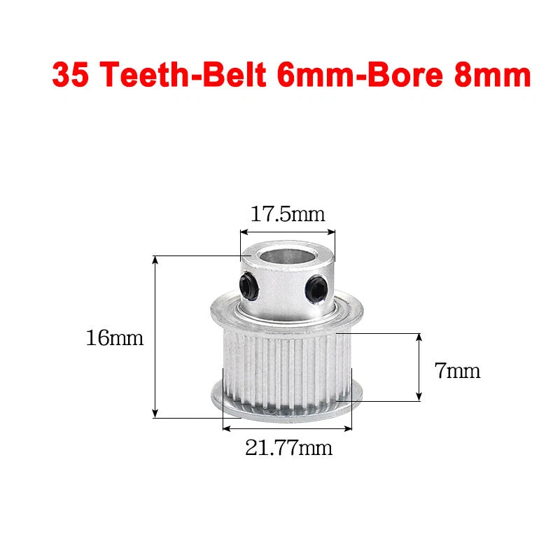 2GT Drive Pulley With Step 16 Tooth - 100 Tooth Bore 4mm - 25mm for 6mm Belt
