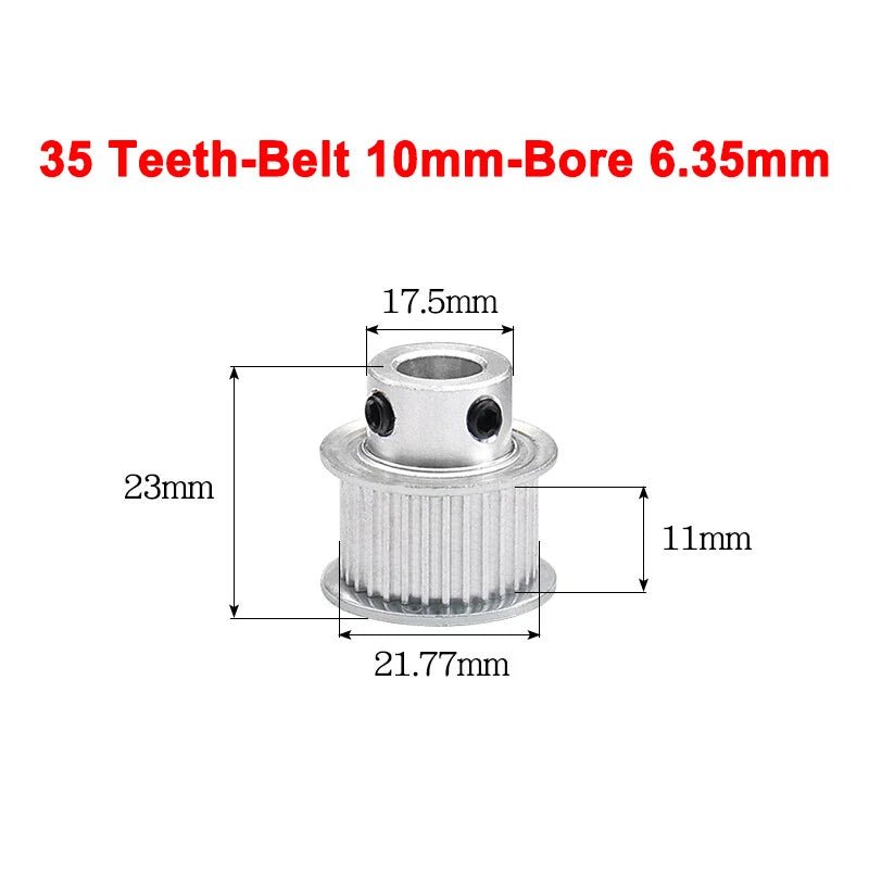 2GT Drive Pulley With Step 16 Tooth - 100 Tooth Bore 4mm - 25mm for 10mm Belt