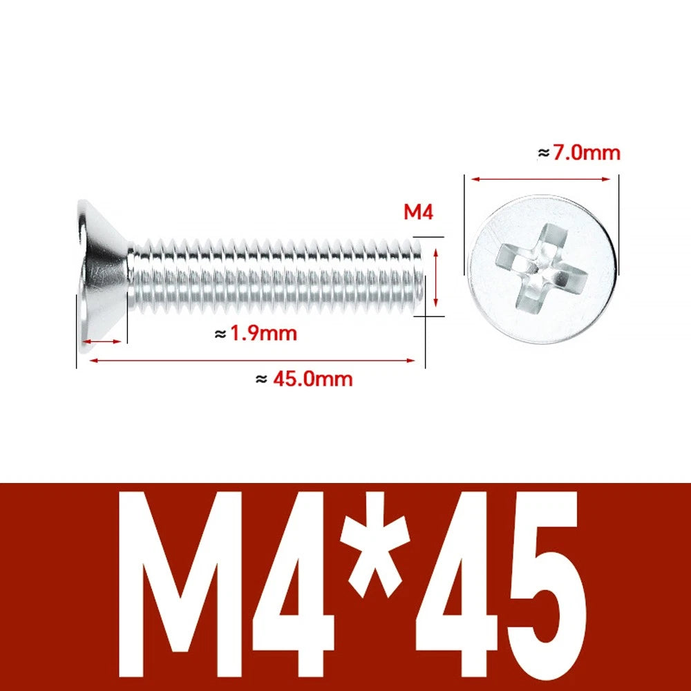 Countersunk Phillips Machine Screws – M2 to M12, White / Colour Zinc Plated, Carbon Steel