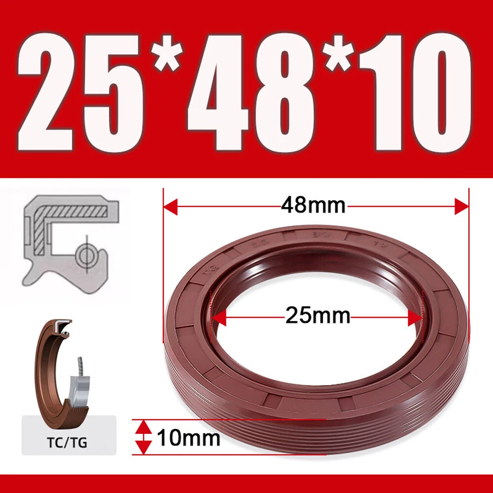 TC/TG Dual Lip FKM Oil Seal — Metric Rotary Shaft Sealing Ring, ID 25–50mm