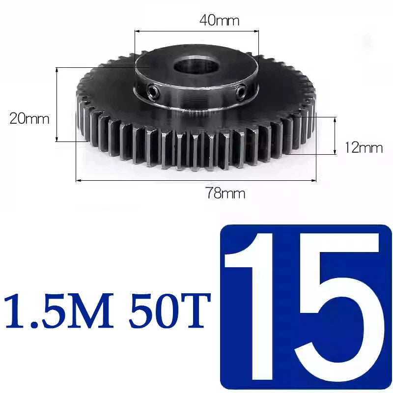 Spur Gears 1.5 Mod Transmission Gear With Step 45#Steel Pinion Motor Gear 15~50T