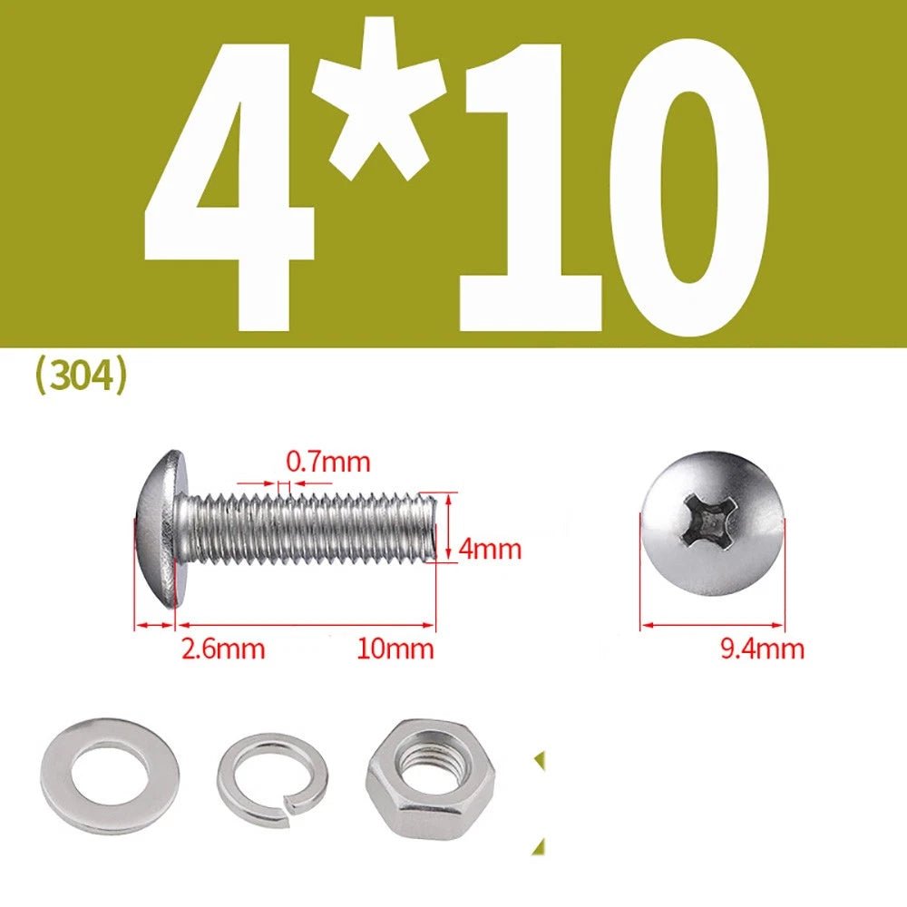 M2–M4 Phillips Truss Head Machine Screws with Hex Nuts & Washers – A2 Stainless Steel - HomeDIYer