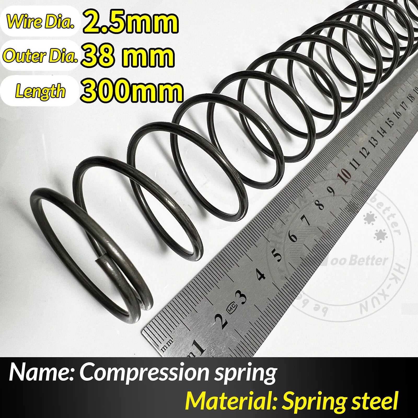 Compression Spring Pressure Springs, Wire Dia 2-3.5mm, OD 10-60mm, Length 300mm