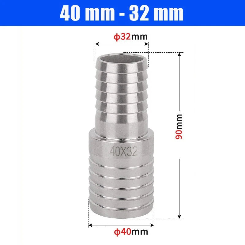 6mm~50mm Stainless Reducer Barbed Hose Joiner Connector Air Water Pipe Gas Tubi