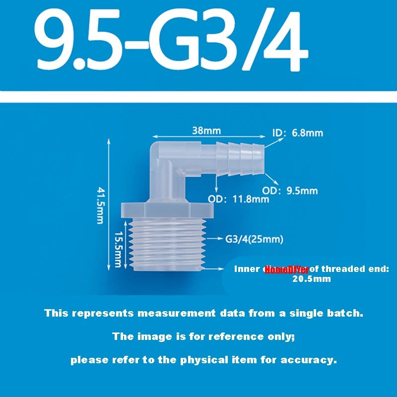 Male Thread Barbed 90° Elbow Hose Connector — Plastic Pipe Fitting with Washer