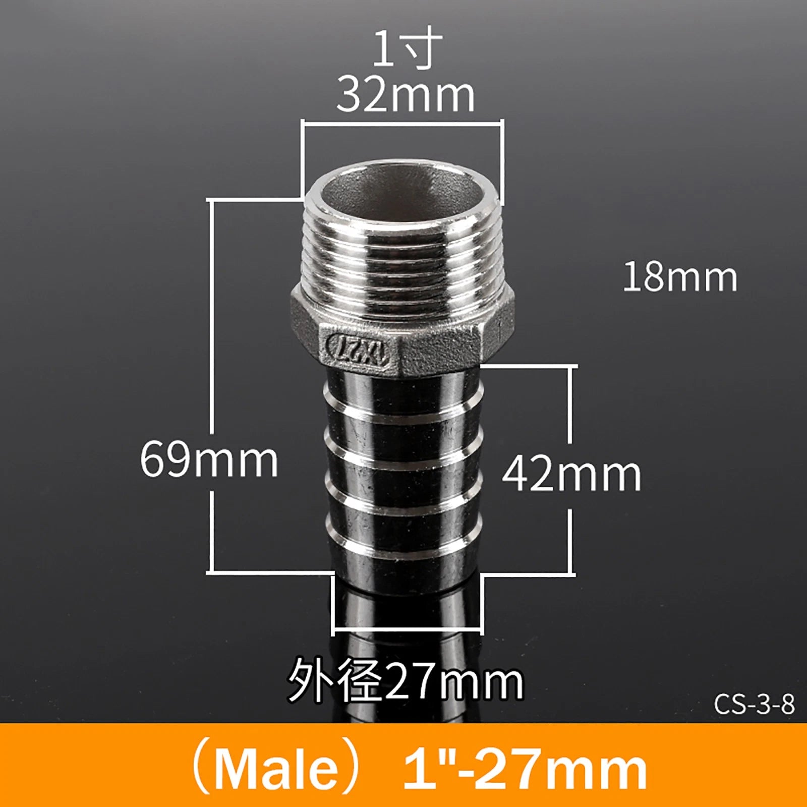 BSP Male Taper Thread x Hose Tail Adapter Fittings — Stainless Steel 304