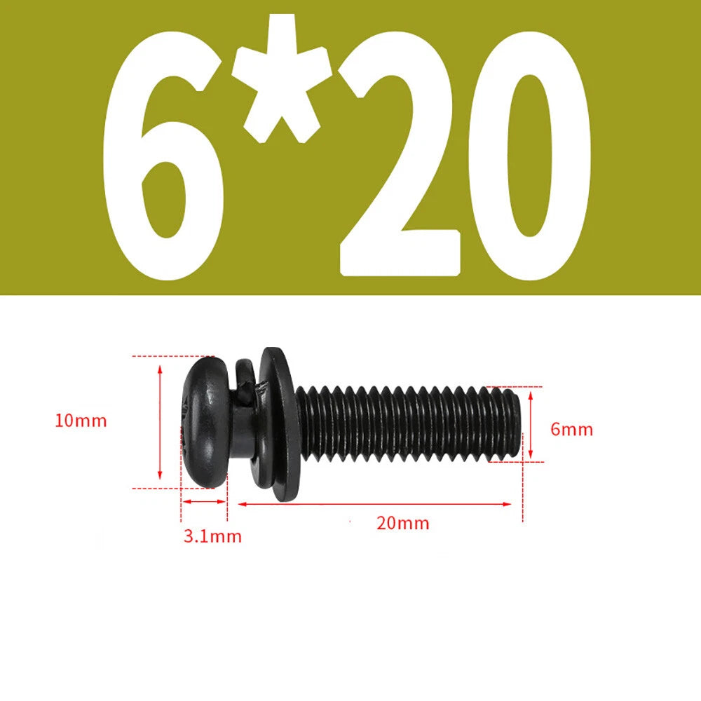 M5–M8 Phillips Pan Head Screws with Flat Washer – Nickel Plated or Black Zinc, Carbon Steel
