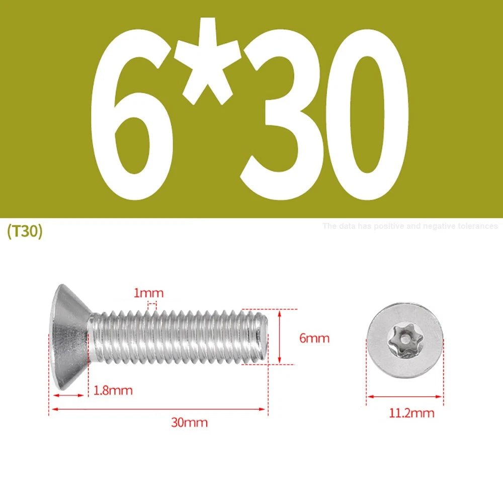 M3–M8 Pin Torx Countersunk Flat Head Machine Screws | A2 Stainless Steel - HomeDIYer