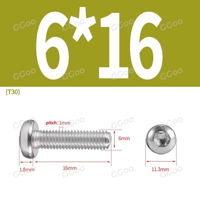 A2 Stainless Steel Torx Pan Head Machine Screws — M2 to M8, Six-Lobe Drive
