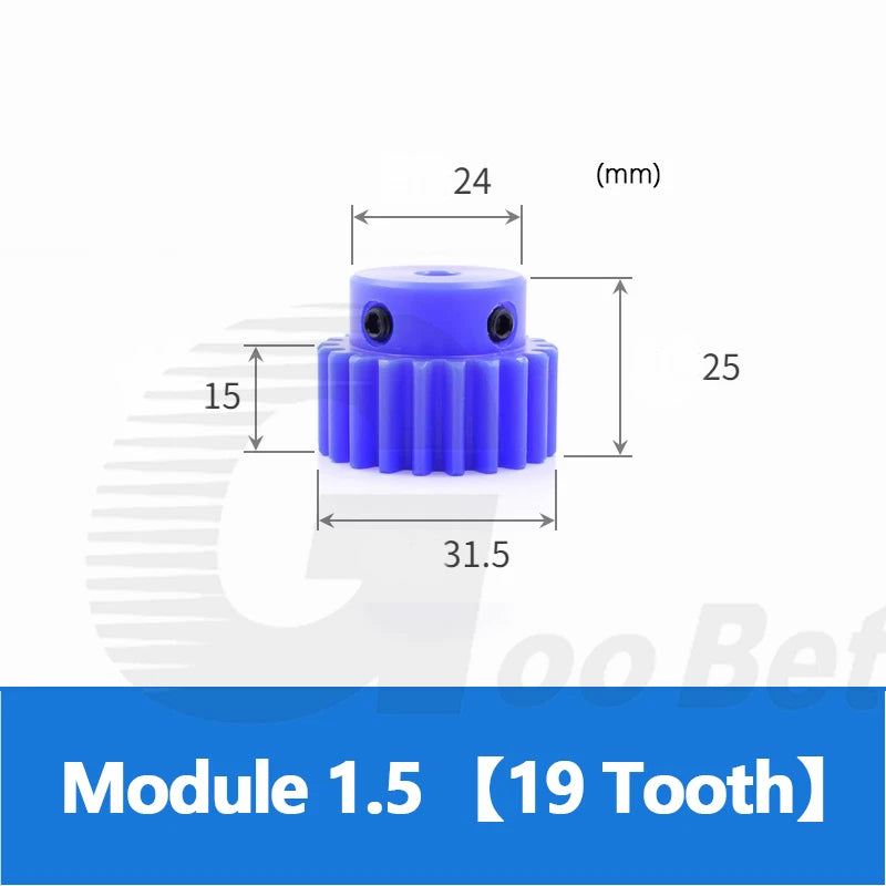Mod 1/1.5/2 Precision Spur Gear Pinion 15-120 Tooth with Step Bore 4-16mm Nylon