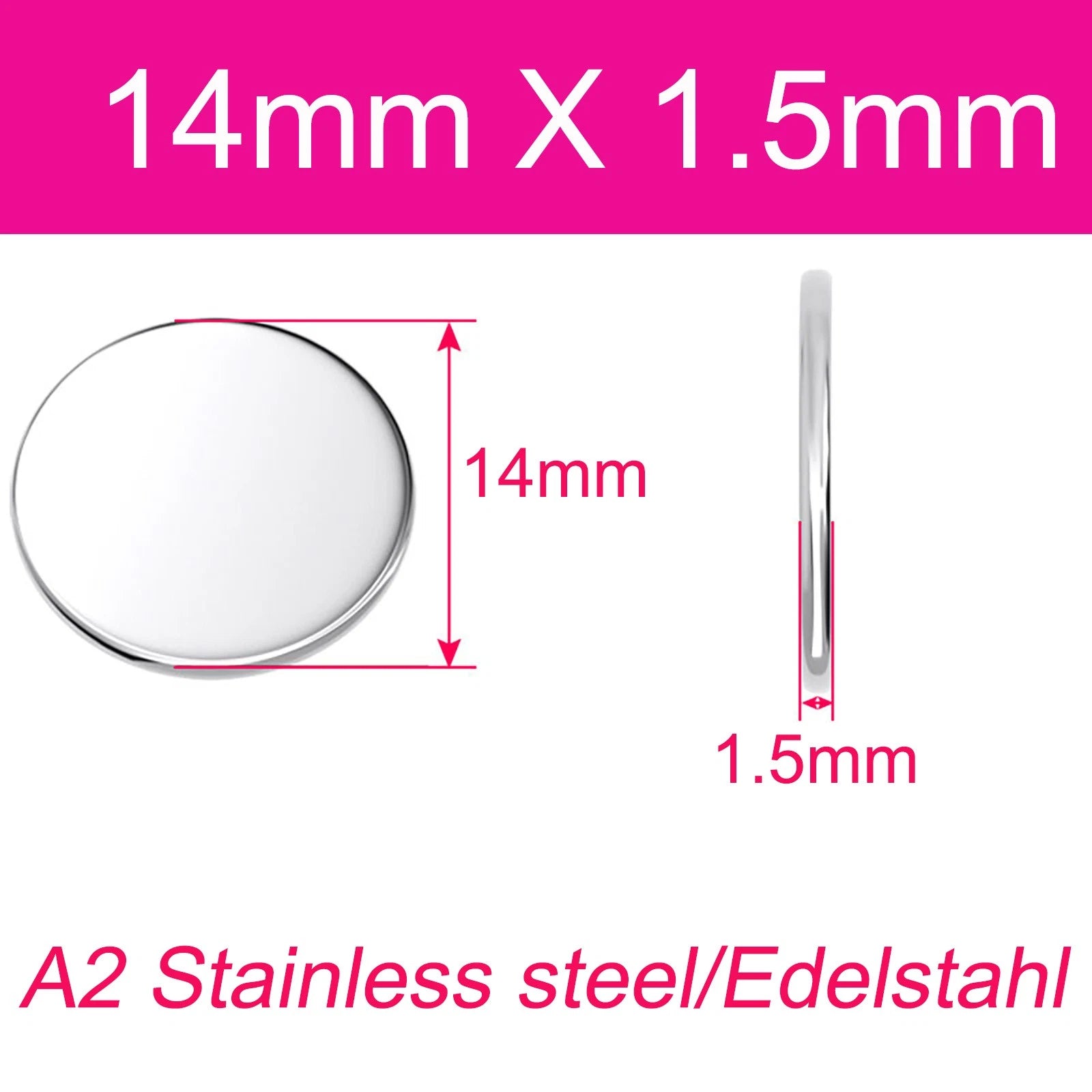 A2 304 Stainless Steel Round Plate Circular Sheet Disc Disk Thickness 1-4mm