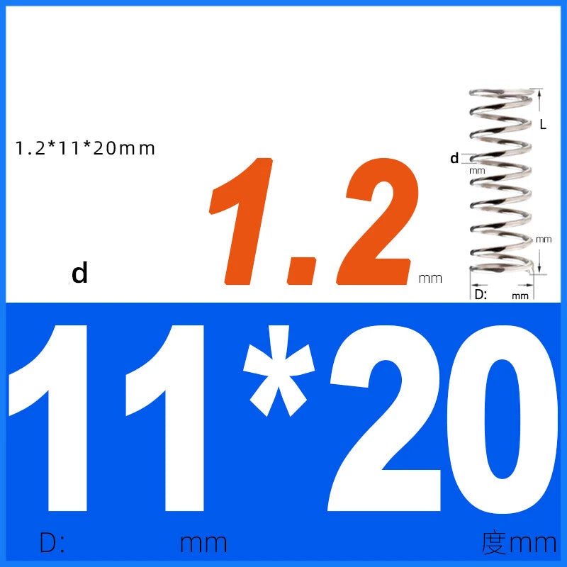 Compression Spring 1.2mm Wire Dia 8mm - 13mm OD Small Pressure Springs