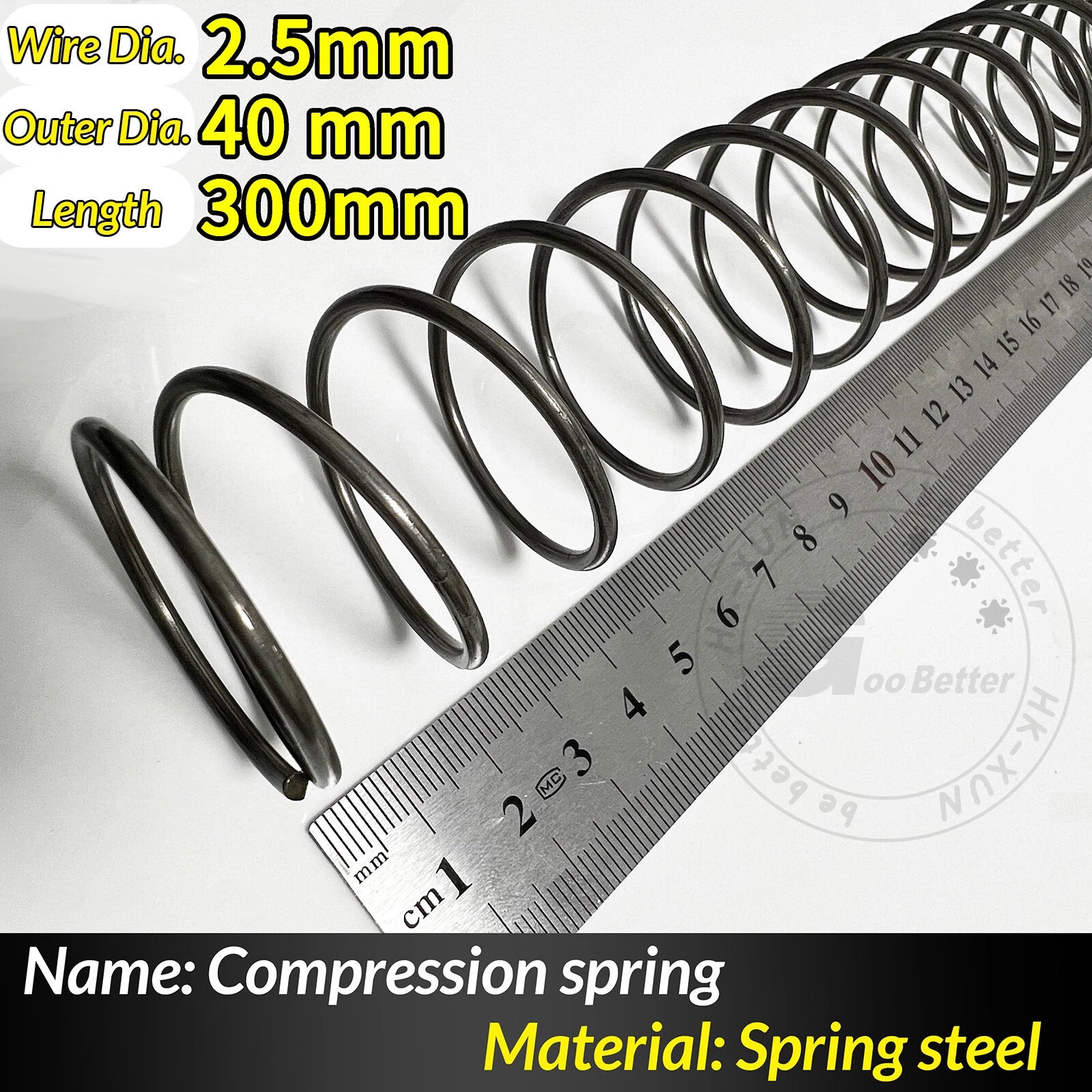 Compression Spring Pressure Springs, Wire Dia 2-3.5mm, OD 10-60mm, Length 300mm