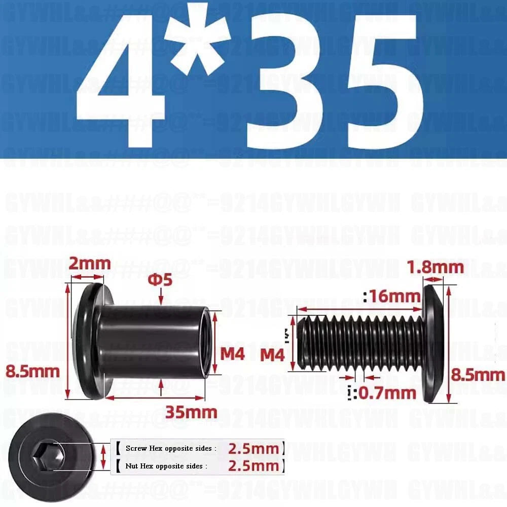 Metric Furniture Connector Bolts with End Cap Nuts — Stainless Steel M2 to M10