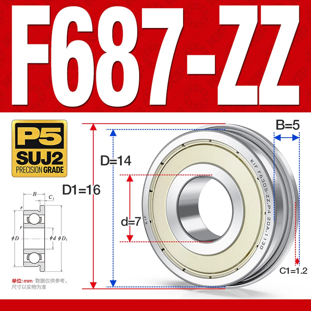 Mini Metal Shielded Flanged Ball Bearings - Model Complete Inner Diameter 2-50mm