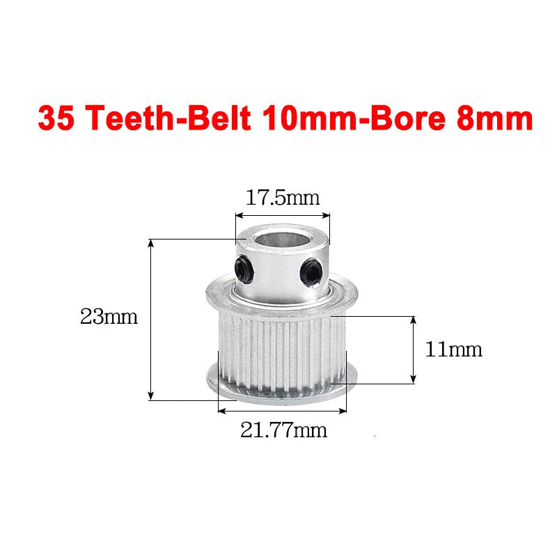 2GT Drive Pulley With Step 16 Tooth - 100 Tooth Bore 4mm - 25mm for 10mm Belt