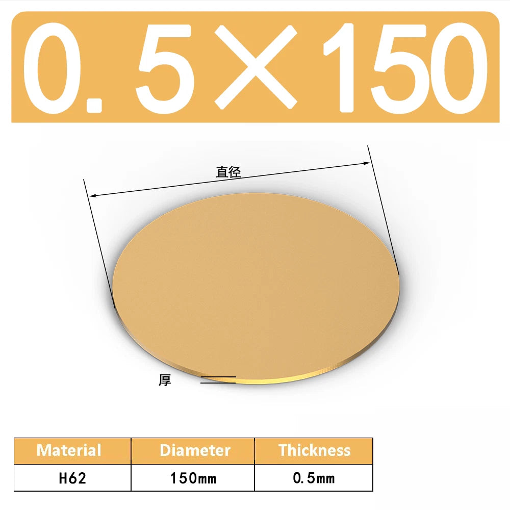 H62 Solids Brass Discs Blanks Metal Round Sheets OD 10mm-300mm Thick 0.3mm-4mm