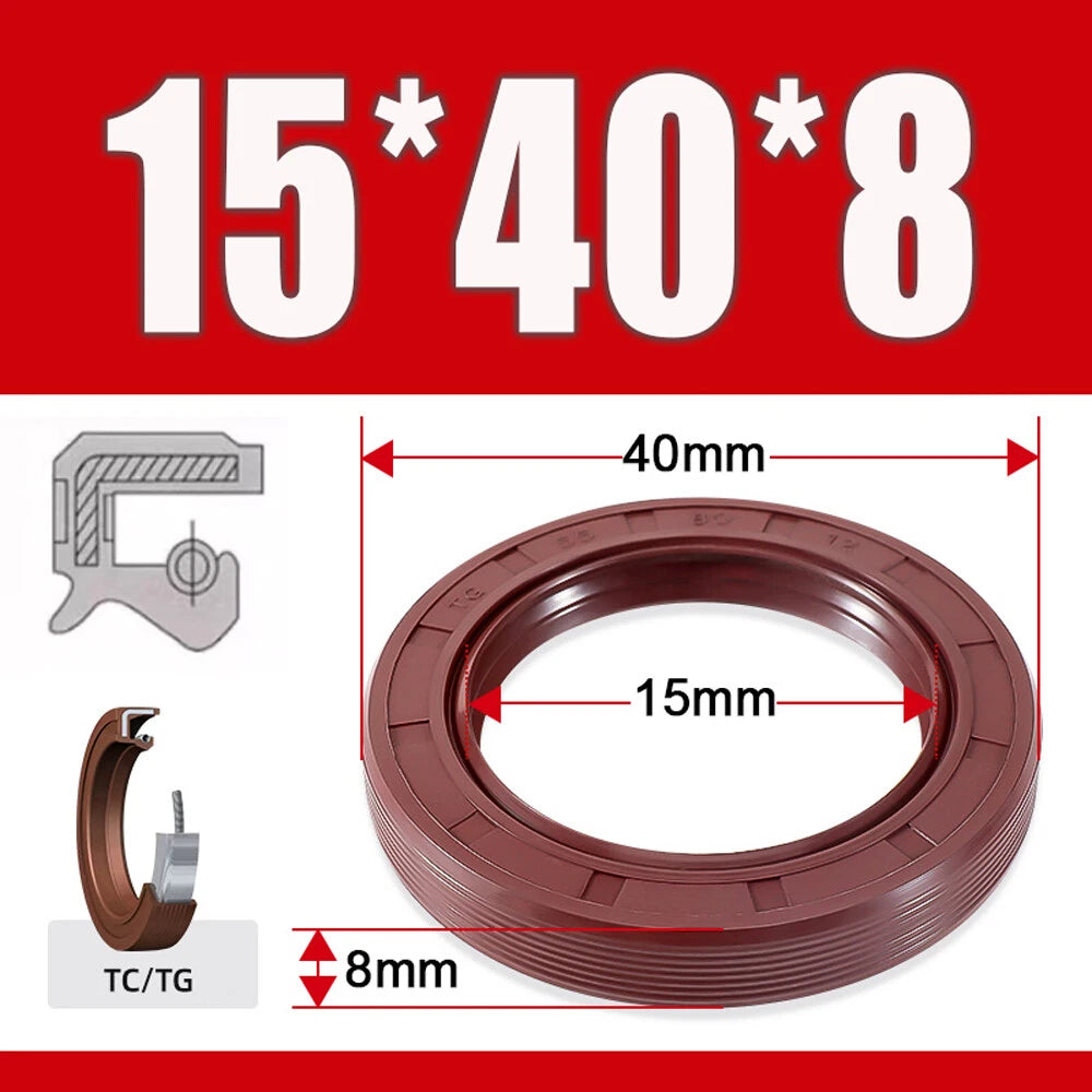 Metric TC Oil Seal FKM Dual Lip Rotary Shaft Seal 8mm–40mm Bore