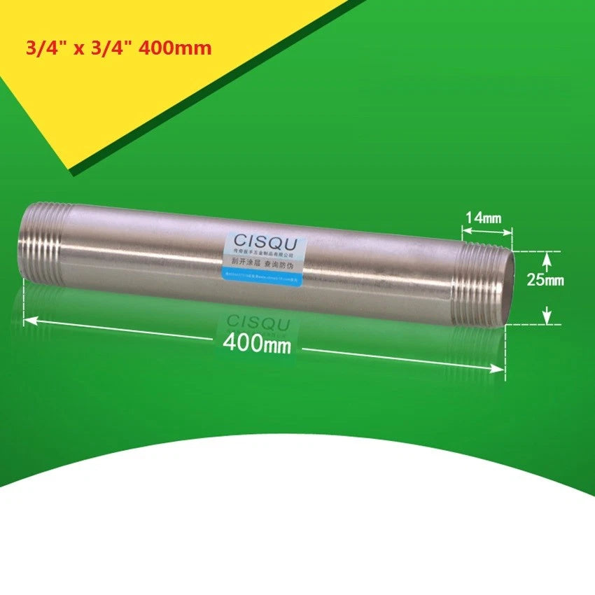 Stainless Steel BSP Male Threaded Double Nipple Pipe Extension Fitting | 1/2" 3/4" 1"