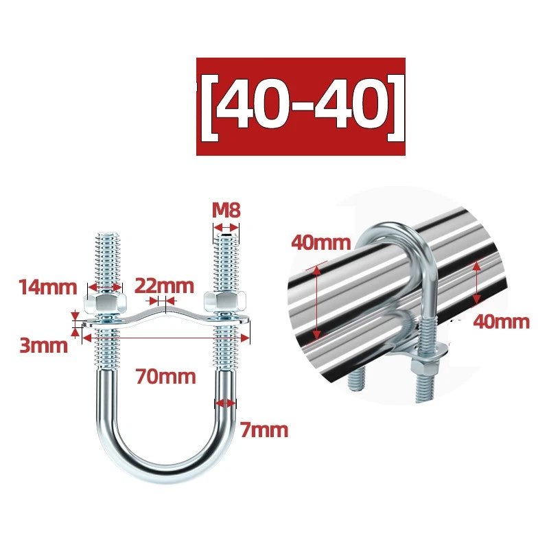 U - Bolt Pipe Clamp — Double & Single U - Shape Saddle Clamp for Greenhouse & Awning Frames - HomeDIYer