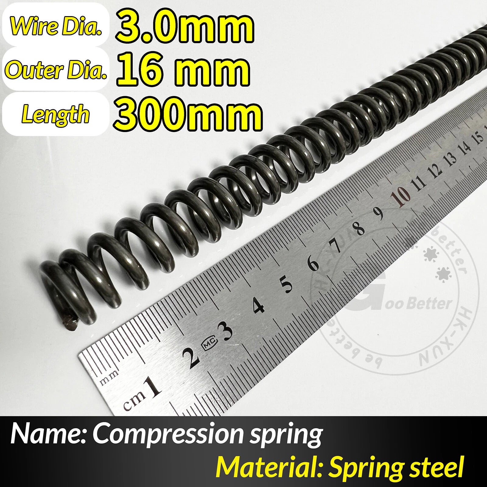 Compression Spring Pressure Springs, Wire Dia 2-3.5mm, OD 10-60mm, Length 300mm