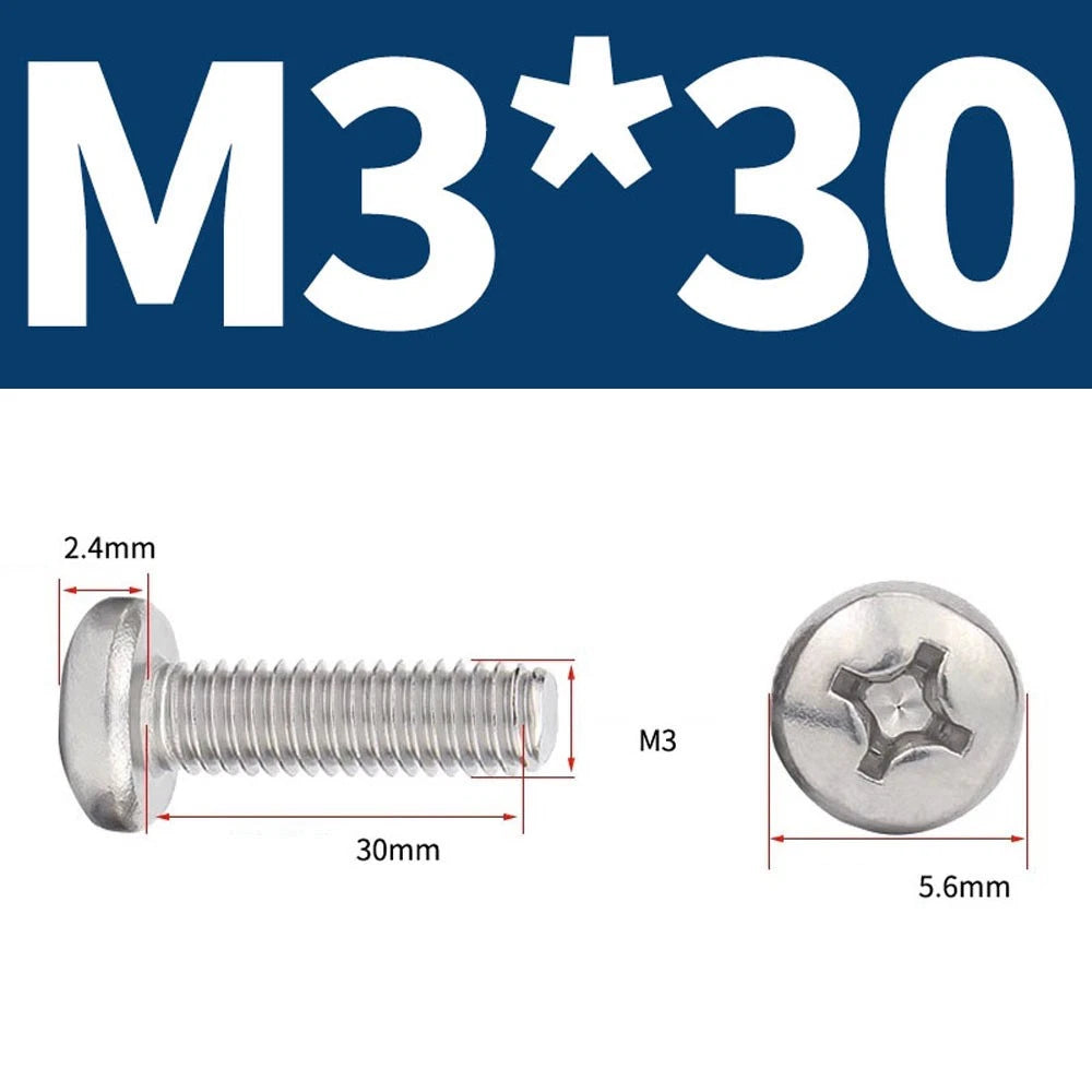 Phillips Pan Head Machine Screws — A4 Marine Grade Stainless Steel, DIN 7985 (M1.6–M10)