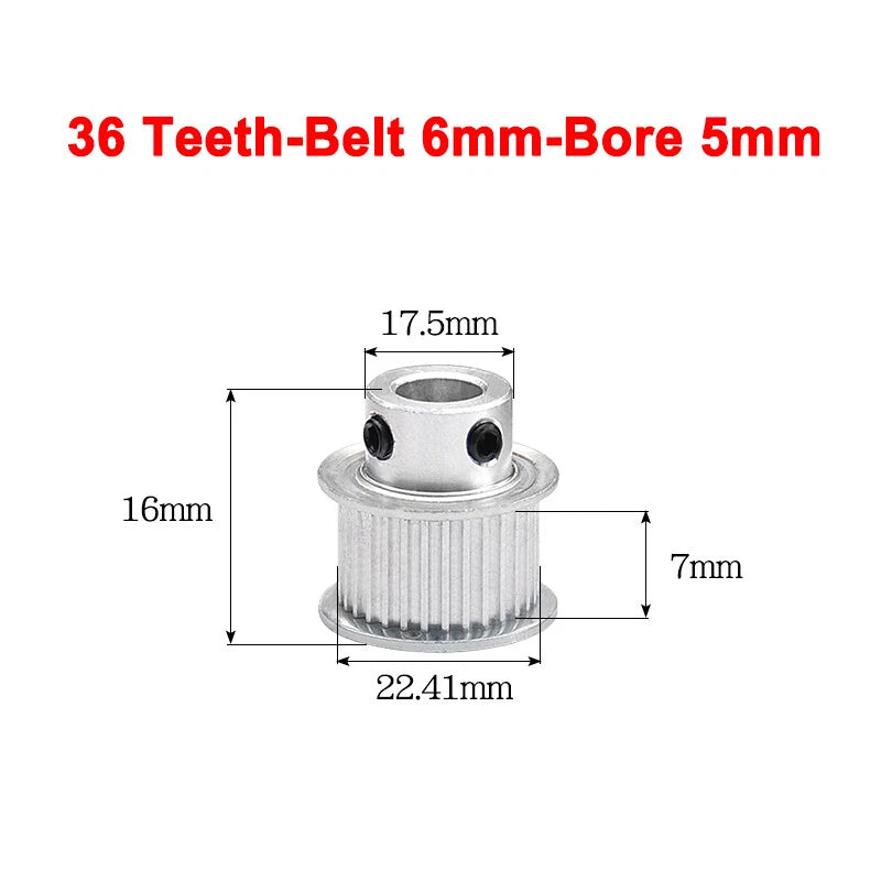 2GT Drive Pulley With Step 16 Tooth - 100 Tooth Bore 4mm - 25mm for 6mm Belt