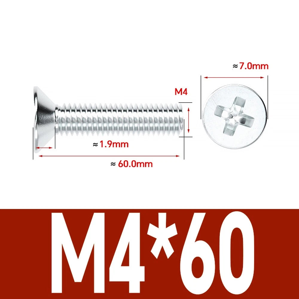 Countersunk Phillips Machine Screws – M2 to M12, White / Colour Zinc Plated, Carbon Steel