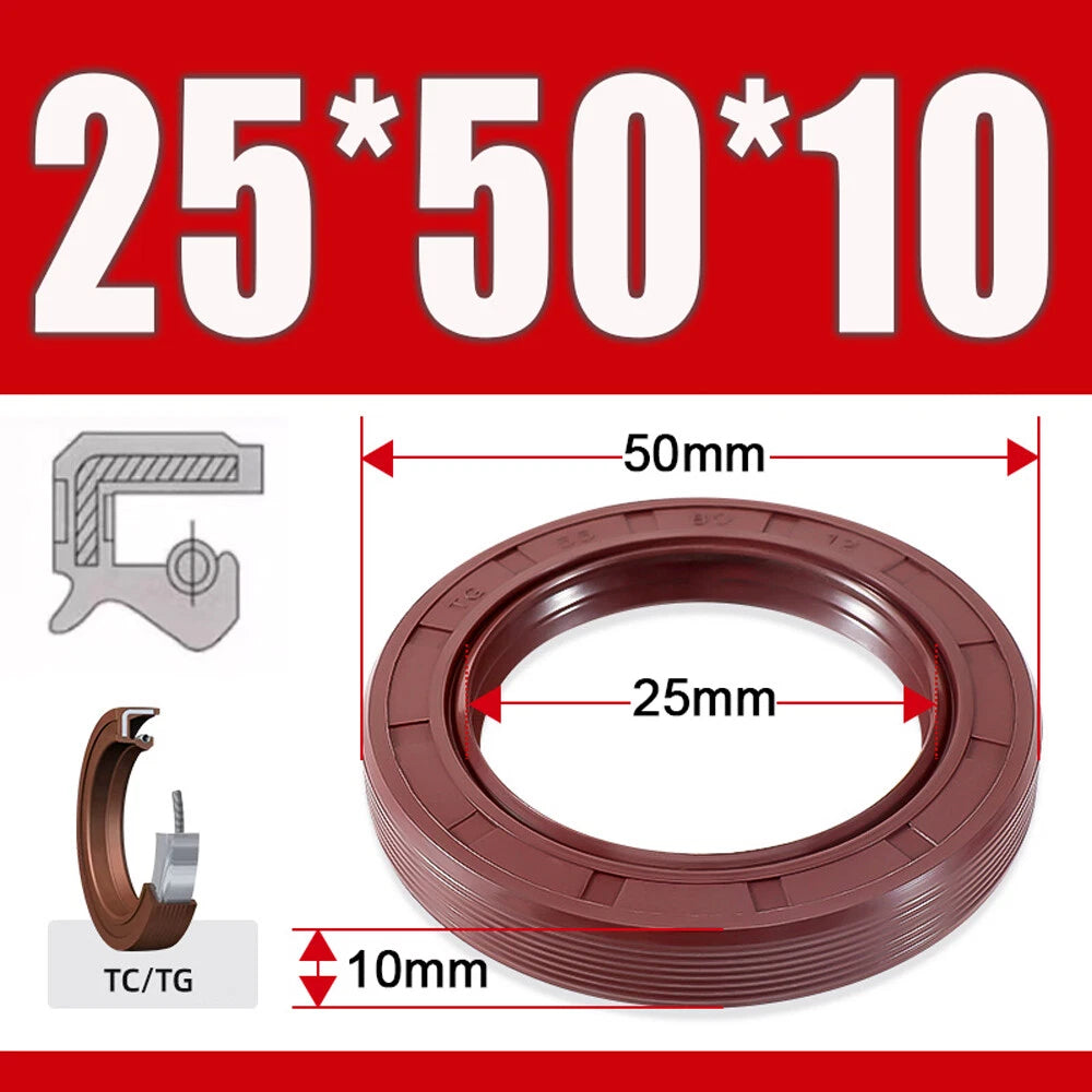 TC/TG Dual Lip FKM Oil Seal — Metric Rotary Shaft Sealing Ring, ID 25–50mm