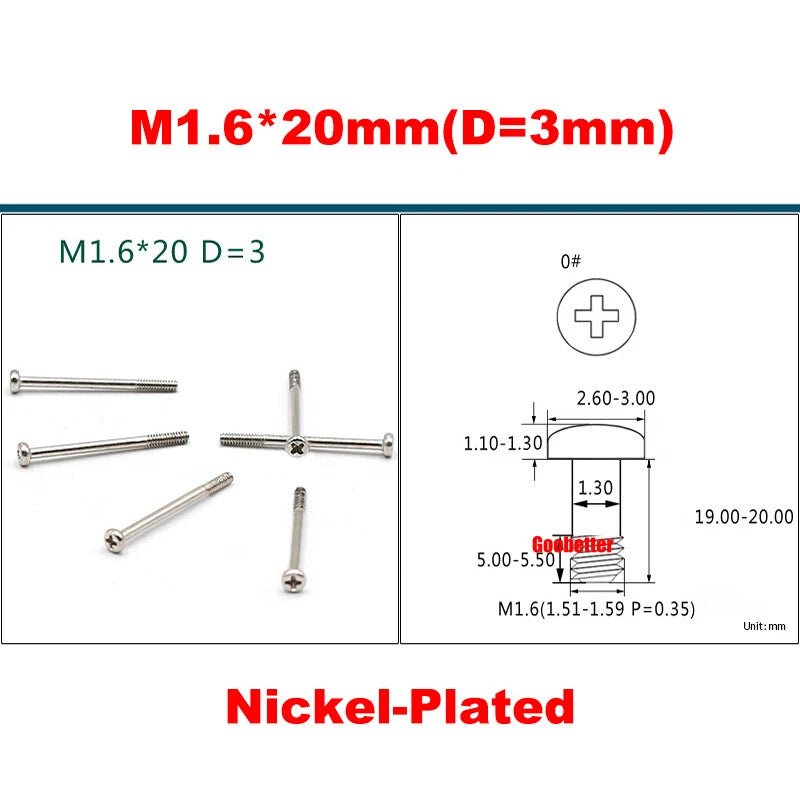 Phillips Pan Head Machine Screws M0.8 M1 M1.2 M1.4 M1.6 M1.7 — Cross Round Head Bolts, Multiple Coatings - HomeDIYer