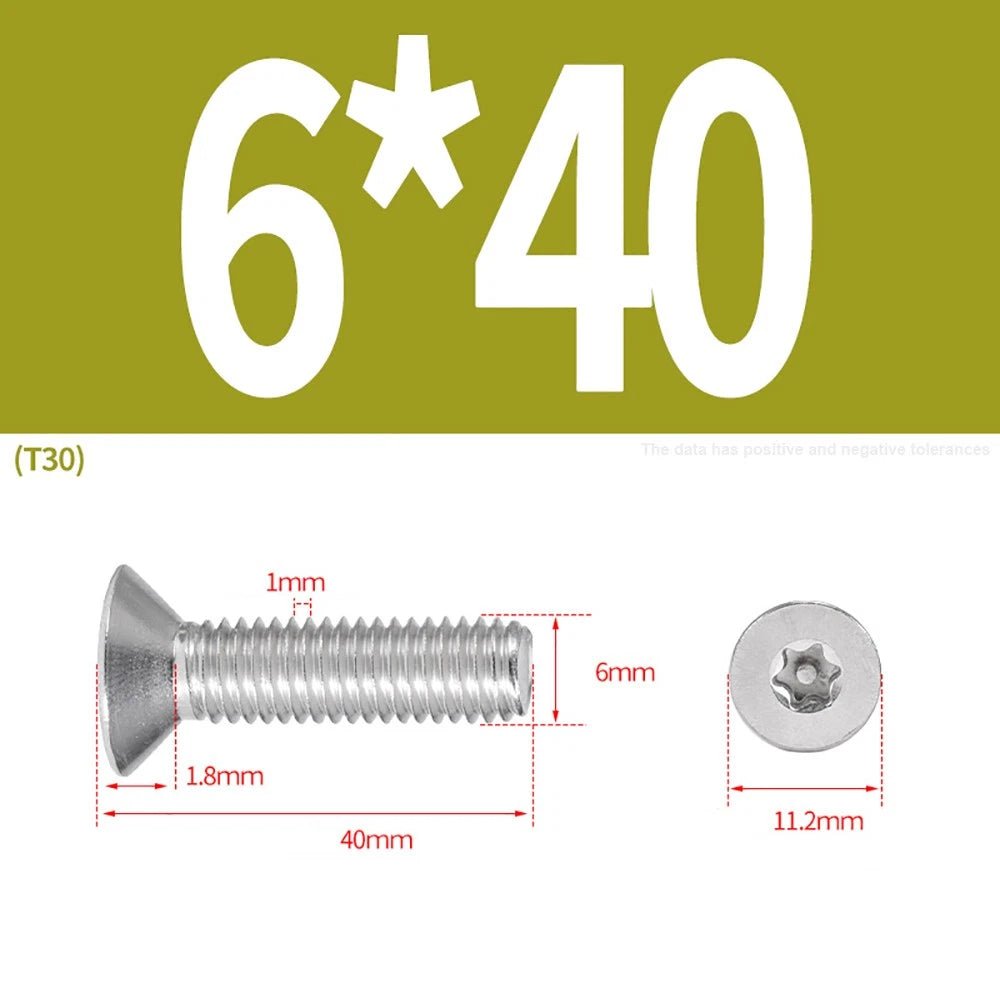 M3–M8 Pin Torx Countersunk Flat Head Machine Screws | A2 Stainless Steel - HomeDIYer