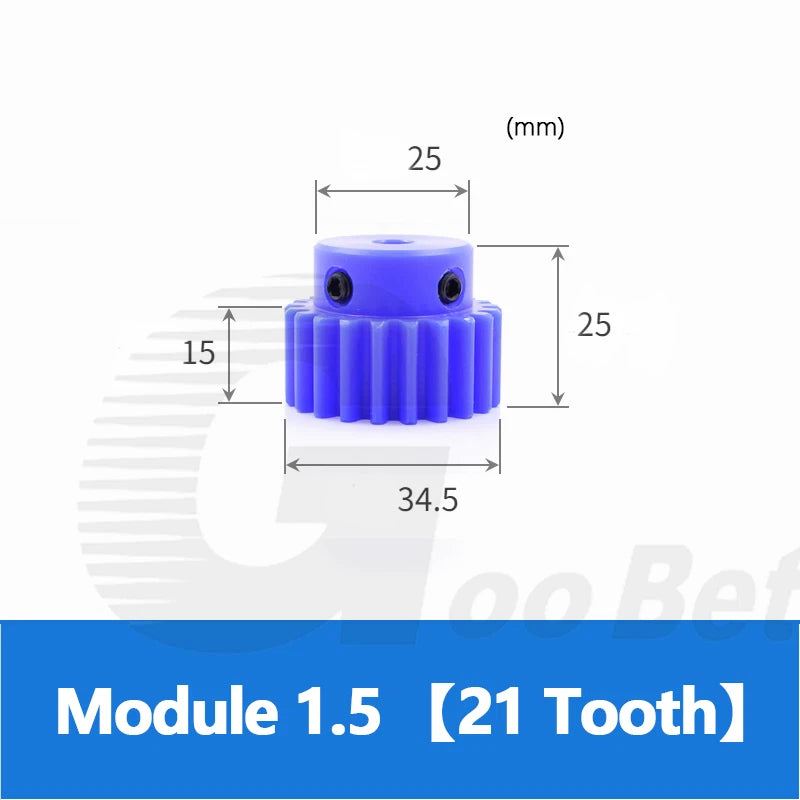 Mod 1/1.5/2 Precision Spur Gear Pinion 15-120 Tooth with Step Bore 4-16mm Nylon