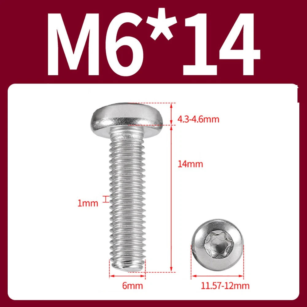 M2–M10 A2 Stainless Steel Torx Button Head Machine Screws, With or Without Column, Pack of 5