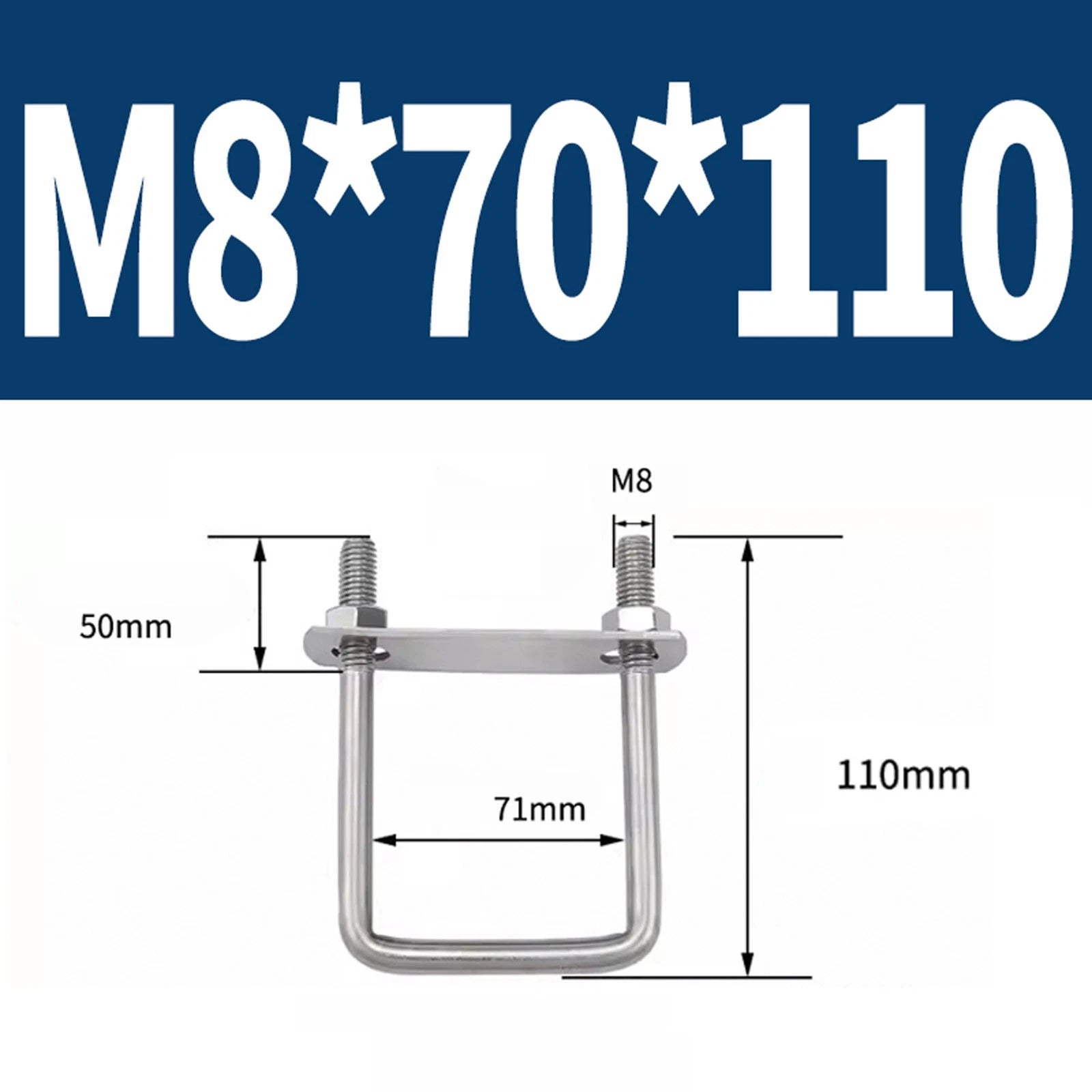 M6 M8 M10 M12 U Bolt Plates & Nuts Standard U-Bolts Stainless Steel 304 Trailer
